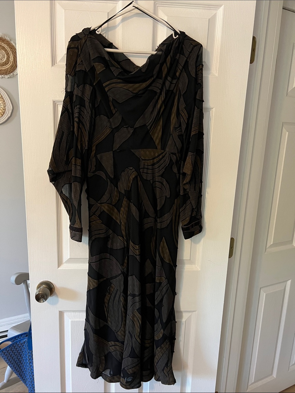 Zara Black Dress with Brown Abstract Print